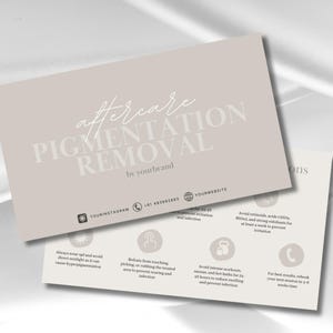 Editable Pigmentation Removal Aftercare Card | Minimalistic Aftercare Card | Laser Post Care Instructions | Facial Esthetician Care Cards