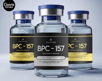 Peptide Label Templates Bundle, 20 Peptide Printable Labels, Peptide Therapy Canva template, Peptide Marketing LABEL Template
