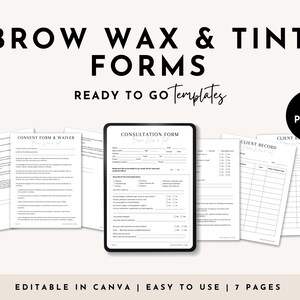 Brow Wax and Tint Form, Waxing Consent Form, Esthetician Wax Form, Eyebrow Wax and Tint, Brow Consultation Form, Client Record, Beauty Form