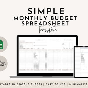 Simple Budget Planner Google Sheets, Monthly Budget Spreadsheet, Paycheck Budget Tracker, Weekly Budget Template, Budgeting Budget Planner