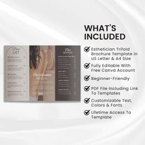 Esthetician Medspa Trifold Brochure Template, Beauty Salon Price list, Minimalistic, Esthetician Flyer, Medspa Skincare Beauty Brochure image 6