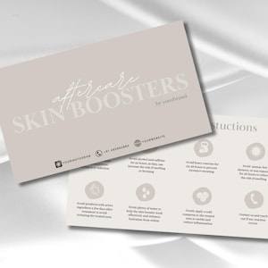 Skin Boosters-nazorgkaart, injectables-advies, Skin Booster-voorzorg- en nazorgkaarten, Med Spa-verpleegkundige-injector, botox, schoonheidsspecialiste