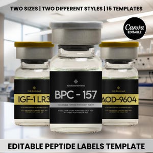 Peptide Label Templates Bundle, Peptide Printable Label, Peptide Therapy Canva template, Peptide Marketing LABEL Template