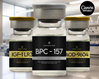 Peptide Label Templates Bundle, Peptide Printable Label, Peptide Therapy Canva template, Peptide Marketing LABEL Template