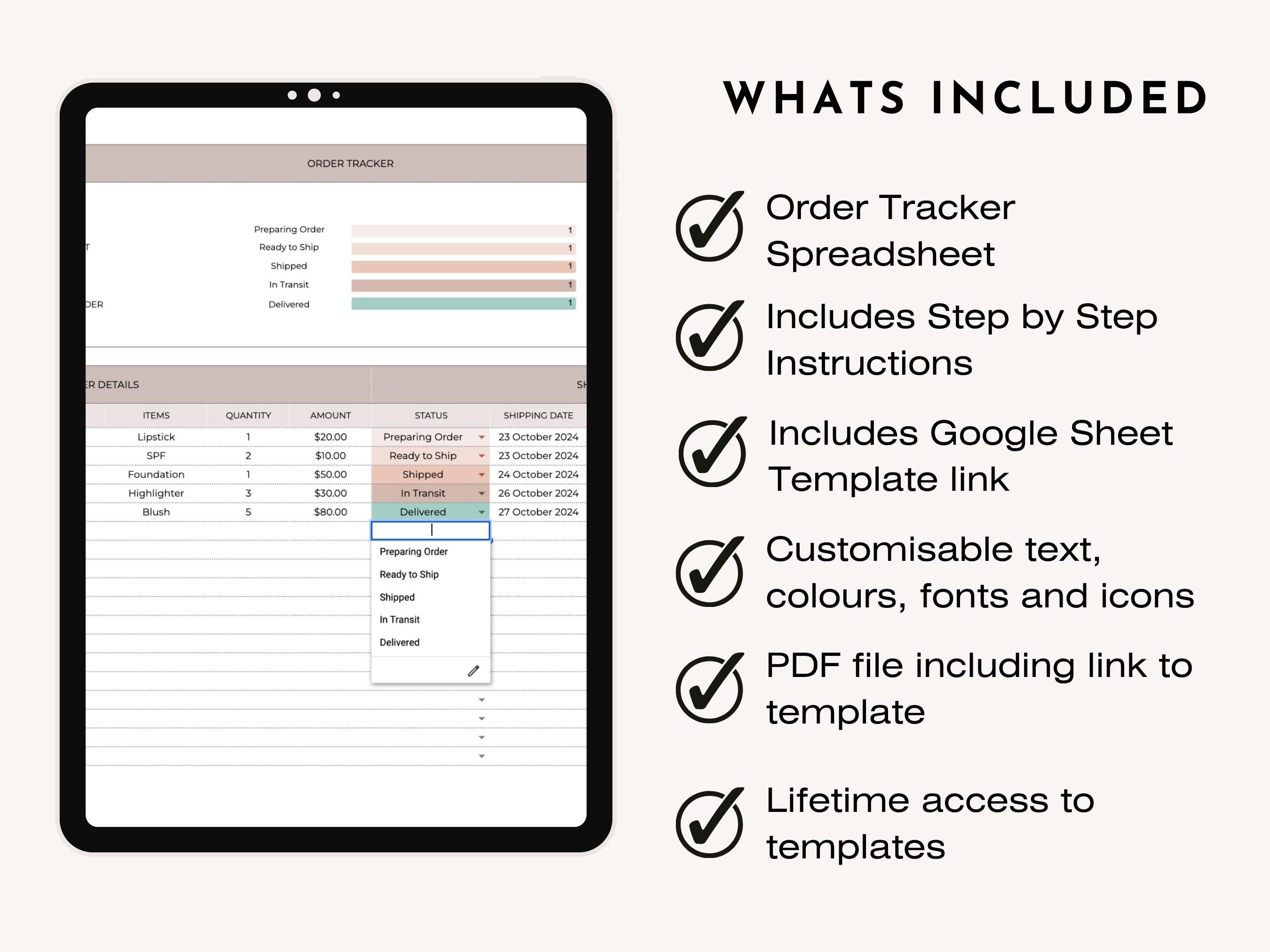 Order Tracker Google Sheets Excel Template Small Business Spreadsheet ...