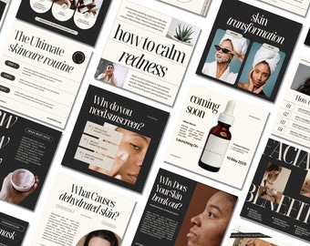 50 plantillas de Instagram para el cuidado de la piel, publicaciones en redes sociales sobre el cuidado de la piel, plantilla de Canva para esteticistas y spas médicos, marca de cuidado de la piel, plantillas para redes sociales