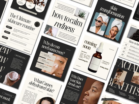 50 Skincare Instagram Templates, Skincare Social Media Posts, Esthetician & Medspa Canva Template,Skincare Branding, Social Media Templates