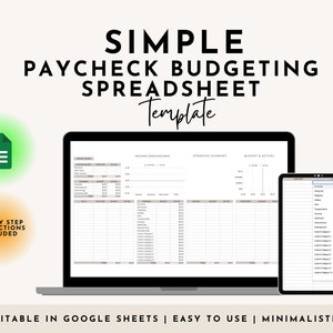Paycheck Budget Google Sheets, Budget Spreadsheet, Budget Planner, Bi-Weekly Budget Template, Monthly Budget, Weekly Budget, Finance Tracker