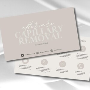 Editable Capillary Removal Aftercare Card | Minimalistic Aftercare Card | Vascular Laser Post Care Instructions | Esthetician Care Cards