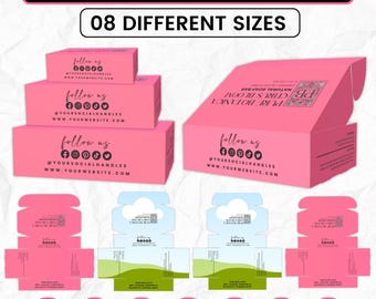 Mailer Box Templates Bundle, 8 Sizes, Editable Gift Box Template,Custom Packaging Design, Subscription Box, Mailer Packaging, Cosmetic Box