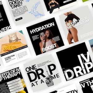 IV Therapy Instagram Templates, iV Hydration Instagram Templates, iV Therapy Marketing, Mobile Drip IV, Nurse Injector, Drip IV Marketing