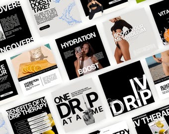 Plantillas para terapia intravenosa, Plantillas de Instagram para hidratación intravenosa, Marketing para terapia intravenosa, Instagram para goteo intravenoso, Enfermera inyectora, Marketing para terapia intravenosa