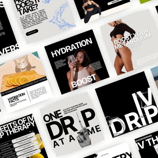 IV Therapy Templates, iV Hydration Instagram Templates, iV Therapy Marketing, IV Drip Instagram, Nurse Injector, IV Therapy Marketing