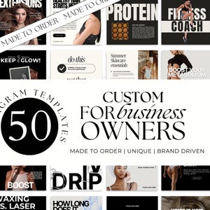 50 Custom Social Media Templates For Business, Custom IG Templates, Fitness Startup Posts, Esthetician Skincare Canva Templates, Branding