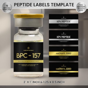 Peptide Label Templates Bundle, Peptide Printable Label, Peptide Therapy Canva template, Peptide Marketing LABEL Template