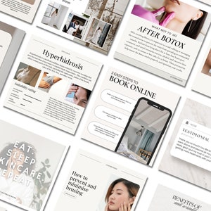50 Nurse Injector Instagram Templates | Botox and Filler Canva Template | Aesthetics Nurse | Beauty Instagram Template | Medspa | Neutral
