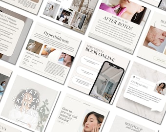 50 Nurse Injector Instagram Templates | Botox and Filler Canva Template | Aesthetics Nurse | Beauty Instagram Template | Medspa | Neutral
