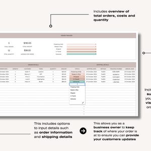 Order Tracker Google Sheets Excel Template Small Business Spreadsheet ...