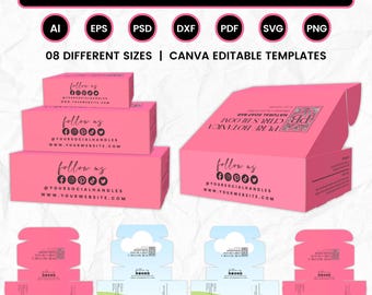 Mailer Box Templates Bundle, 8 Sizes, Editable Gift Box Template,Custom Packaging Design, Subscription Box, Mailer Packaging, Cosmetic Box