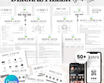 Samtyckesblanketter för fillerbehandling, konsultationsblankett för fillerbehandling, fillerblanketter, redigerbart kundintag för Botox och fillerbehandling