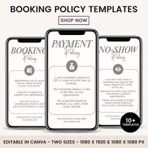 Booking Policies Template, Editable Nail Lash Tech Cancellation Policy, Lash Tech Payment Policy Cancellation Canva Template