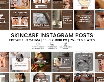 Skincare Instagram Posts Bundle, 75+ Skincare posts Templates, Esthetician Posts Templates, Medspa Templates, Esthetician Social Media Posts