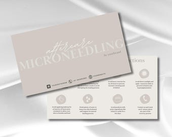 Microneedling Aftercare Card Editable Needling Aftercare Card Facial Treatment Post Care Instructions, Esthetician Aftercare Canva Template