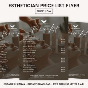 Esthetician Price List Template, Editable Hair Price List, Price List Flyer, Salon Business Price List, Hair Pricing Flyer, Canva Template