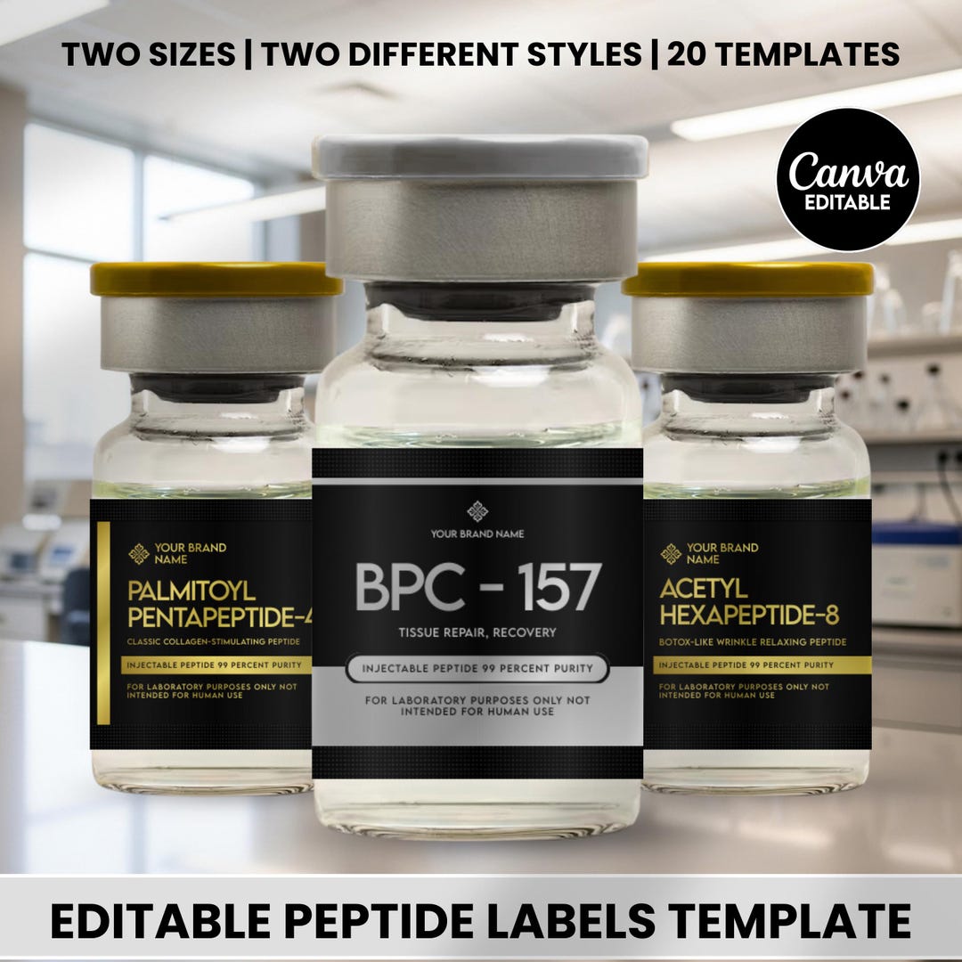 Peptide Label Templates Bundle, 20 Peptide Printable Labels, Peptide ...