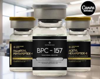 Peptide Label Templates Bundle, 20 Peptide Printable Labels, Peptide Therapy Canva template, Peptide Marketing LABEL Template