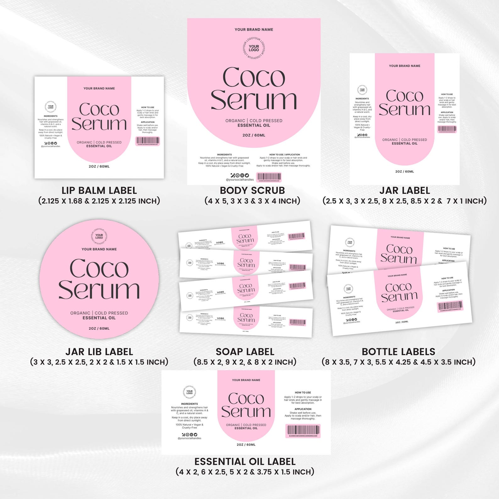 Editable Cosmetic Labels Templates, Stylish Cosmetic Product Label ...