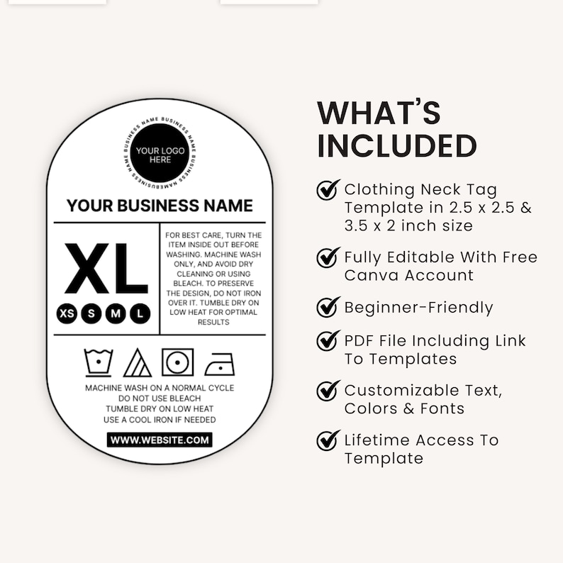 Editable Clothing Neck Tag Canva Template, Clothing Labels, Clothing ...