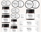 Jar Labels Templates Bundle, 12 sizes, Cosmetic Jar Labels, Minimalistic Skincare Labels Bundle, Editable Beauty Label Sizes, Labels Wraps