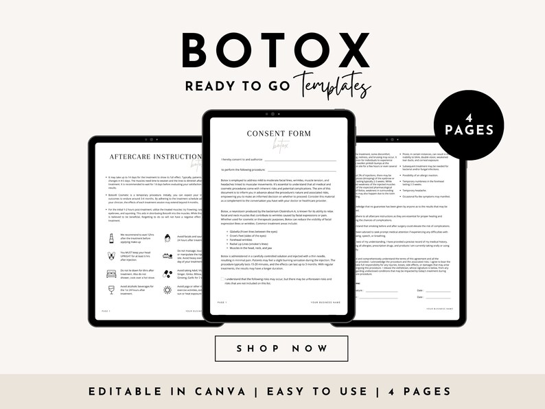 Botox Consent Form, Nurse Injector Treatment Form, Aesthetics Form ...