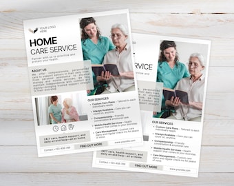 Home Care Service Flyer, Editable Home Care Flyer, Senior & Elderly Care Services, Home Health Template, Premade Care Service Flyer