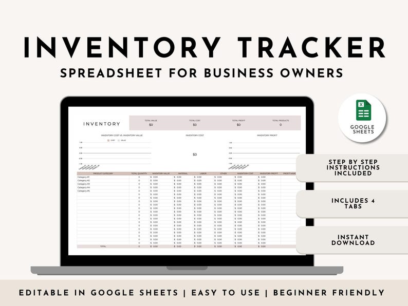 Tab Layout Database Inventory Inventory Tracker Spreadsheet Business Inventory Template Google Sheets ...