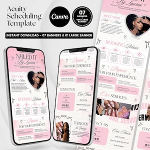 Pink Acuity Scheduling Template Nailtech Acuity Canva Template Acuity Scheduler Nail Stylist Acuity Site Hairstylist Booking SiteNail Acuity