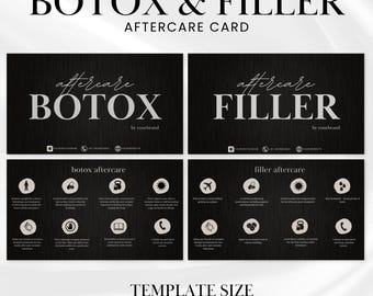 Tarjeta de cuidados posteriores a la aplicación de bótox y rellenos / Tarjeta de cuidados posteriores a la aplicación de rellenos dérmicos / Plantilla de bótox y rellenos para esteticista / Plantilla de cuidado de la piel / Estética