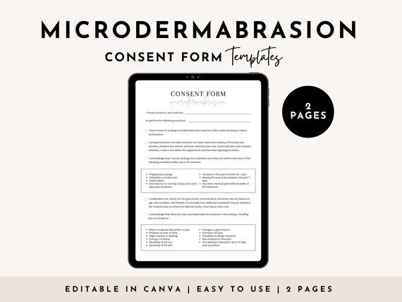 Microdermabrasion Consent Form, Editable Facial Consent Form, Beauty Forms, Esthetician Business Form, Minimalistic Facial Treatment Form