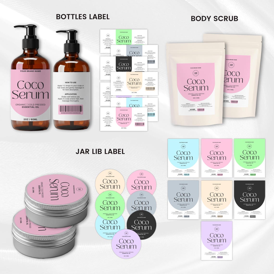 Editable Cosmetic Labels Templates, Stylish Cosmetic Product Label ...
