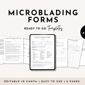 Professional Microblading Forms, Editable Esthetician Templates, Permanent Makeup Forms, Beauty Salon Forms, Microblading Consultation Form