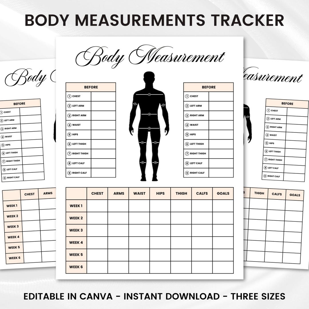 Body Measurements Tracker, Exercise Tracker, Body Measurement Chart ...