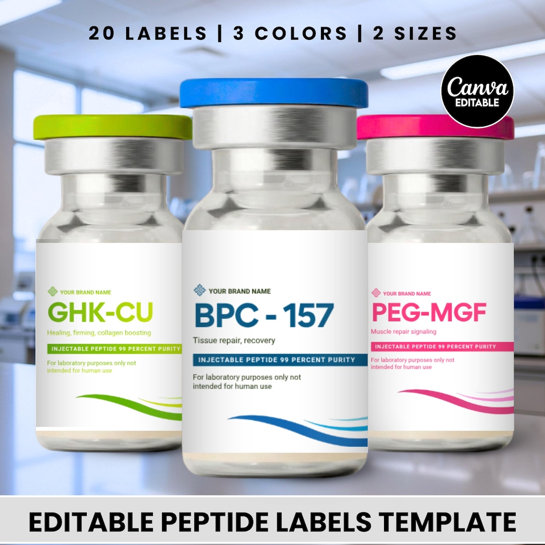 Peptide Label Templates Bundle, 20 Peptide Printable Labels, Peptide ...