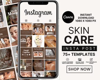 Skincare Instagram Posts Bundle, 75+ Skincare posts Templates, Esthetician Posts Templates, Medspa Templates, Esthetician Social Media Posts