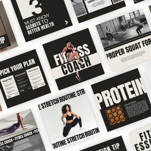 Fitness Coach Instagram Templates, Personal Trainer Social Media Posts, Health & Wellness Coach, Nutrition Coach Templates, Fitness Posts