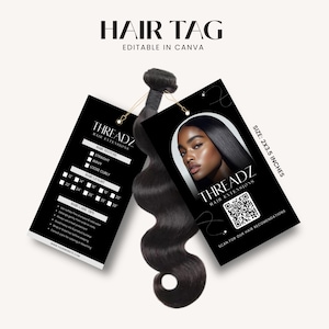 Hair Hang Tag Template, Editable Hair Tag, DIY Hair Hang Tag Design, Hair Business Tags, Hair Packaging, Canva Template, Instant Download