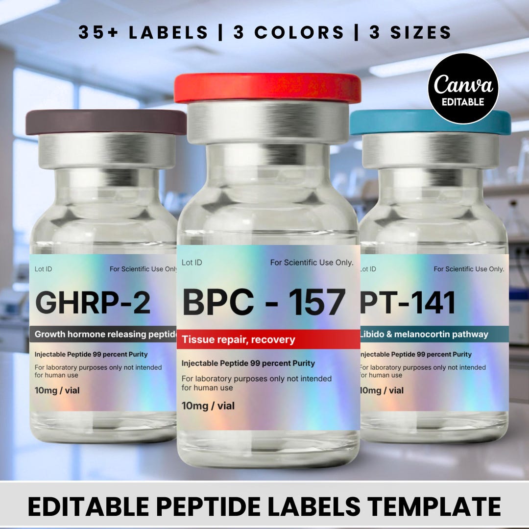 Holographic Peptide Label Templates Bundle, Peptide Printable Labels ...