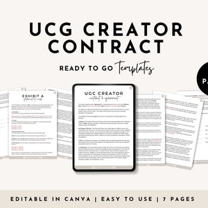 UGC Creator Contract Template, UGC Template, UGC Contract, User Generated Content, Influencer Contract Template, Canva Template