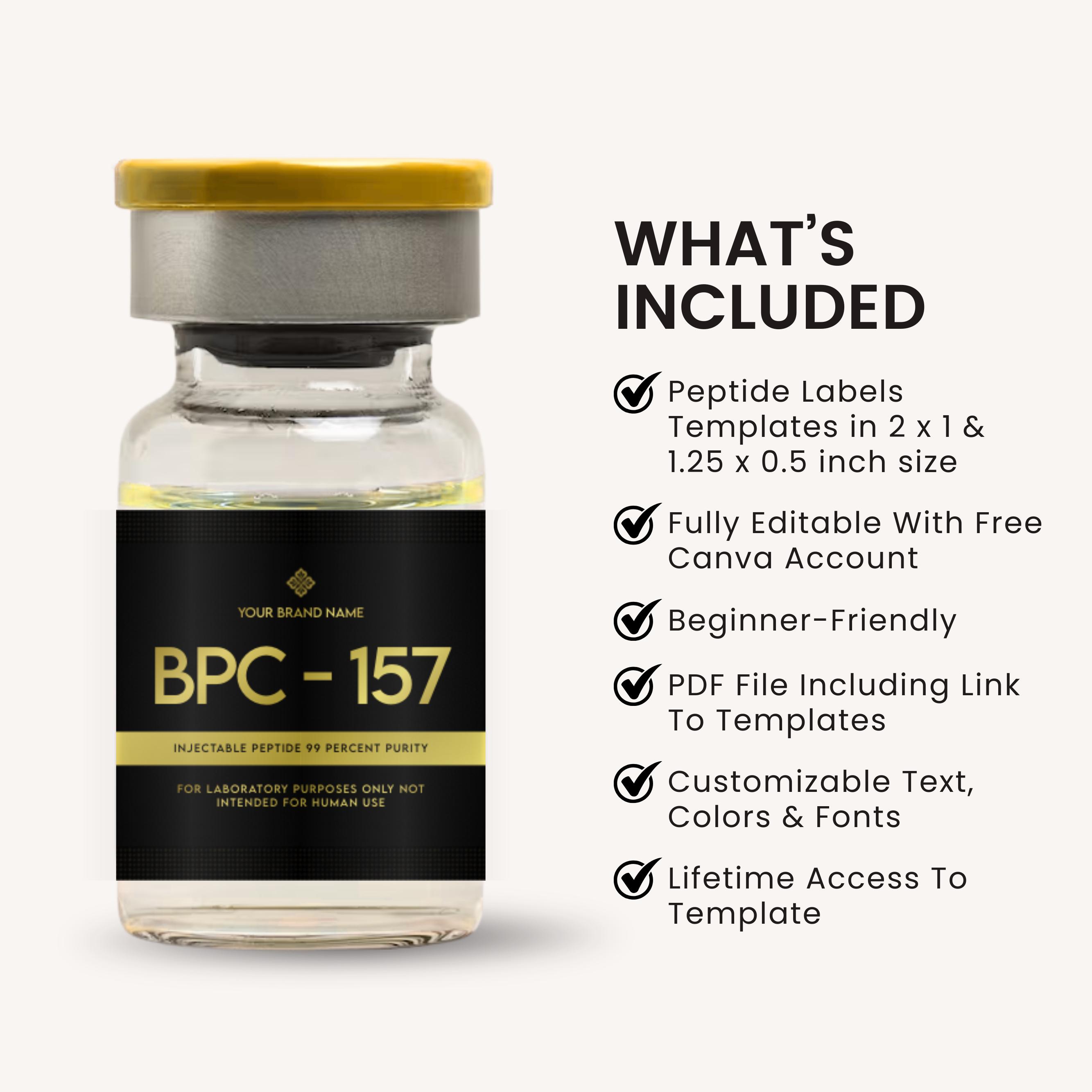 Peptide Label Templates Bundle, Peptide Printable Label, Peptide Therapy  Canva Template, Peptide Marketing LABEL Template