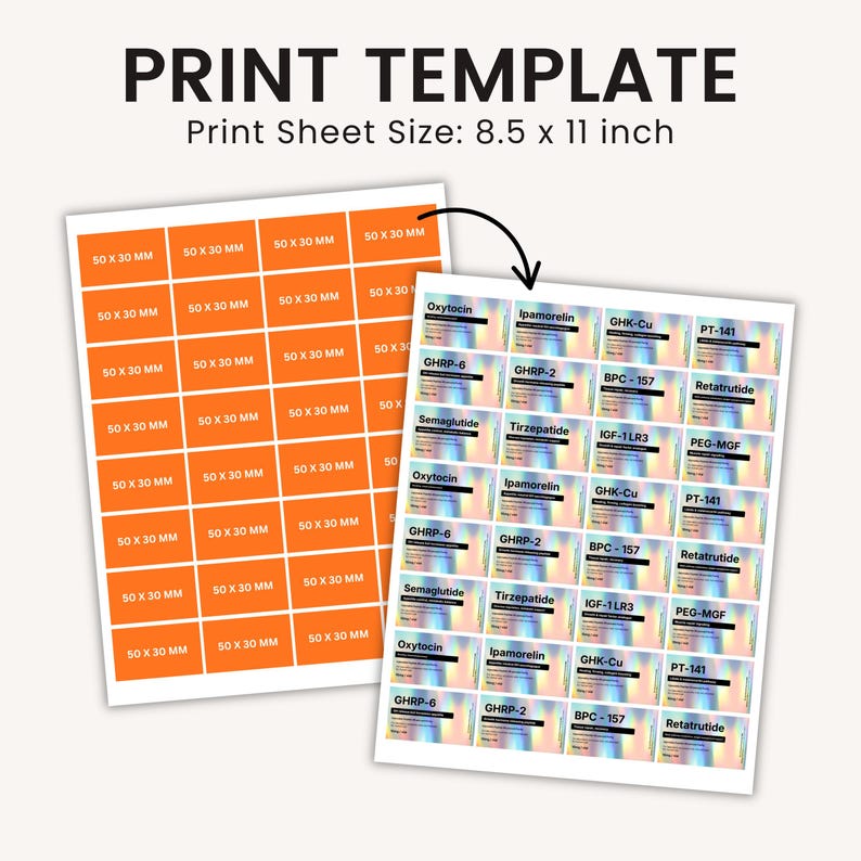 70+ Niimbot Peptide Label Template, Peptide Therapy Label Canva, Holographic Peptide Vial Labels, Niimbot Peptide Stickers, 3ml Vial Labels